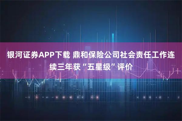 银河证券APP下载 鼎和保险公司社会责任工作连续三年获“五星级”评价